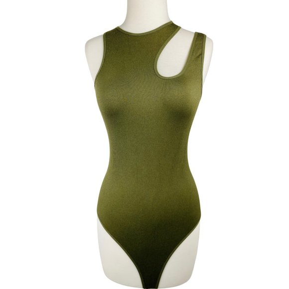 Fitted One-Shoulder Cutout Bodysuit - Picture 1 of 3